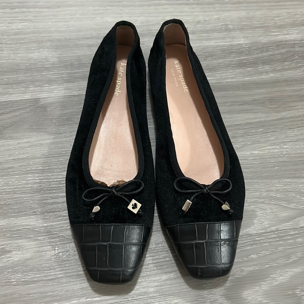 🖤Kate Spade New York Velvet Leather ballet flats